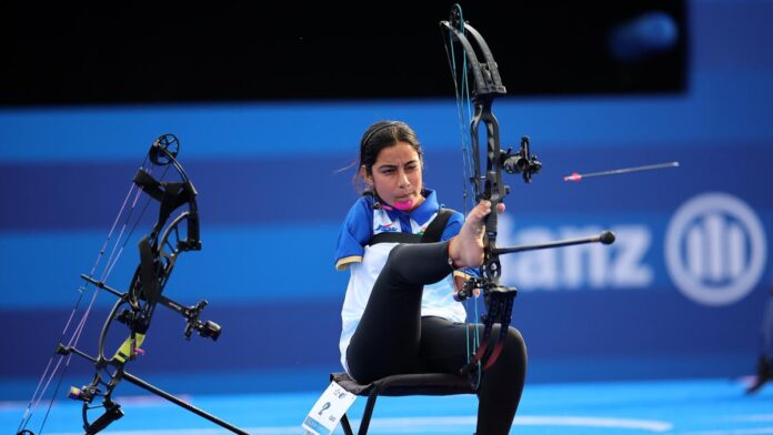 Sheetal Devi celebrating her victory at the Para World Archery Championship.