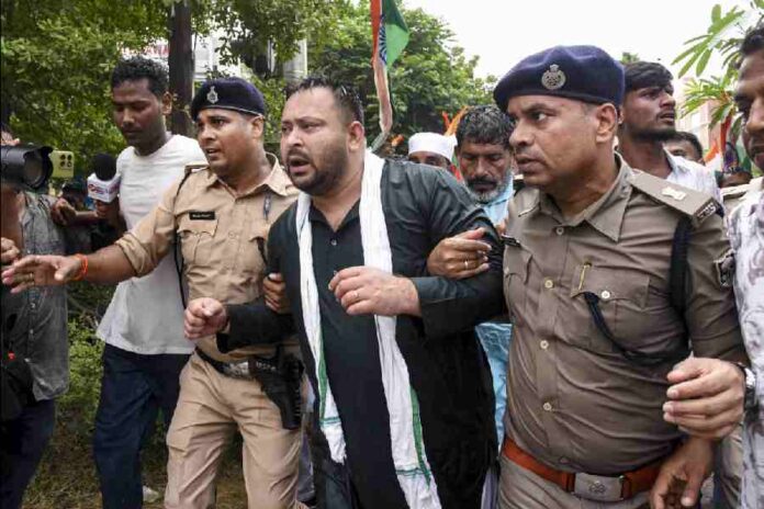 Tejashwi Yadav detained during NEET protest march in Patna