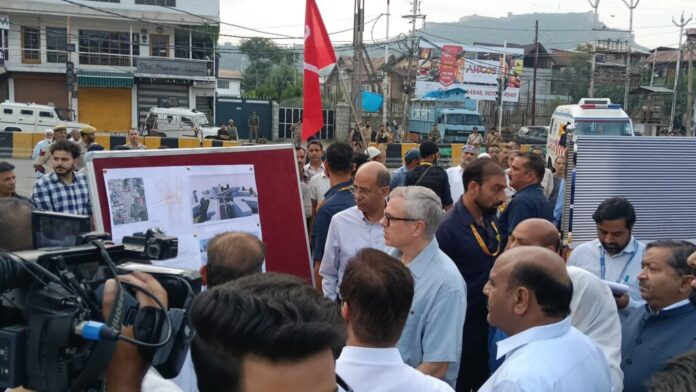 Omar Abdullah inspects development projects in Srinagar