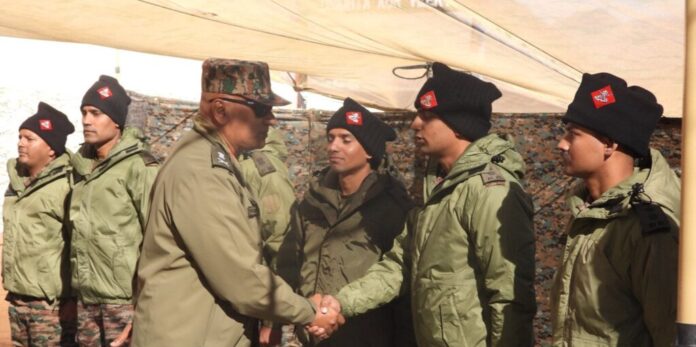 Indian Army's Northern Commander reviewing troops in Ladakh